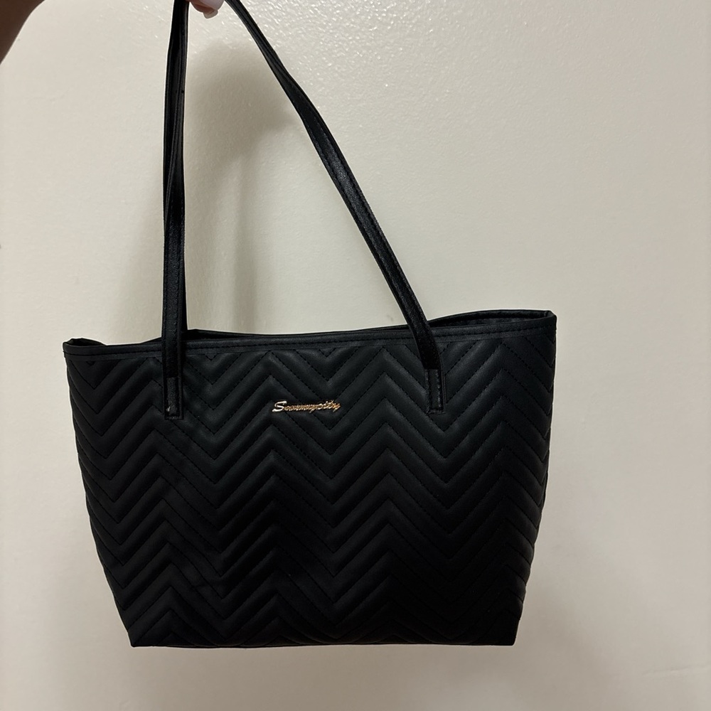 SHEIN Black Chevron Women's Tote